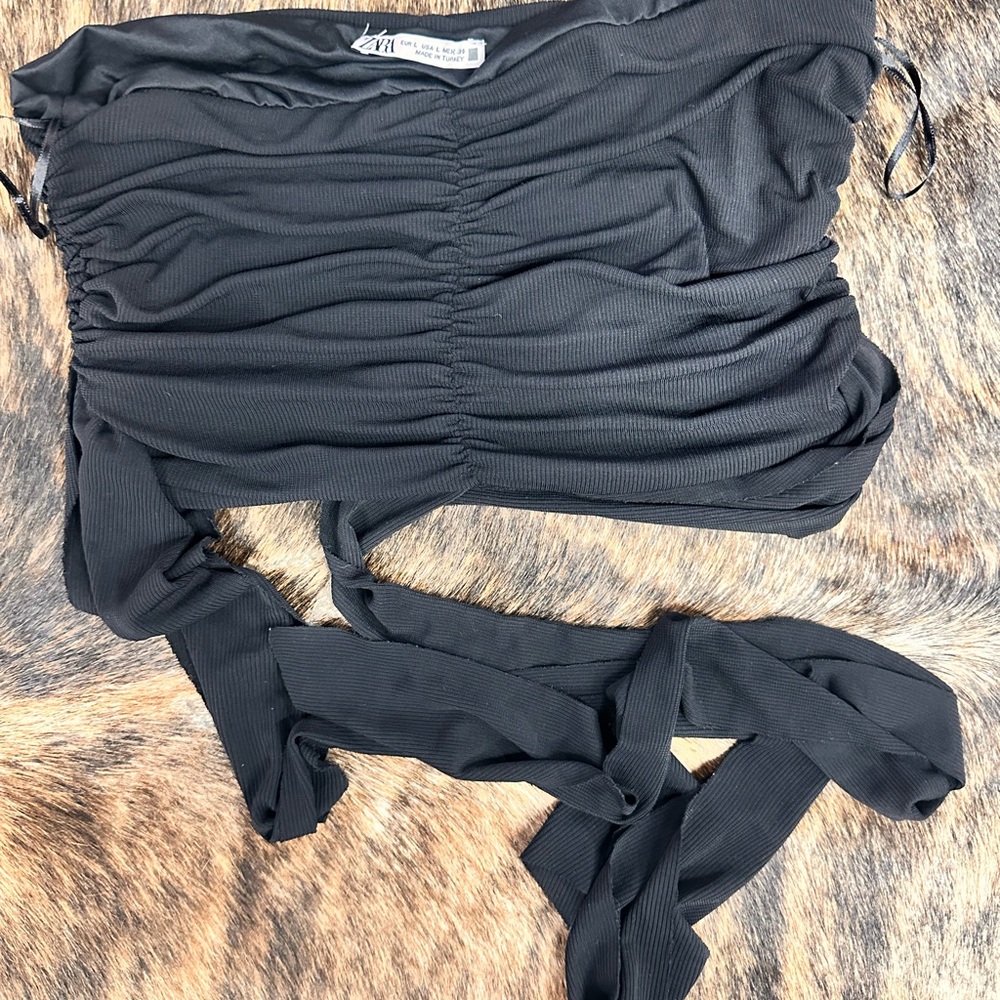 Zara Black Gathered Tube Top